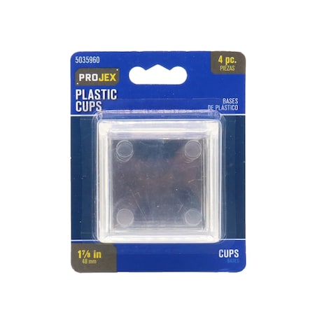 Plastic Caster Cup Clear Square 1-7/8 In. W X 1-7/8 In. L , 4PK